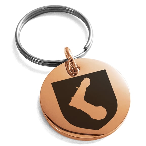 Stainless Steel Arm Armor Leadership Coat of Arms Shield Engraved Small Medallion Circle Charm Keychain Keyring