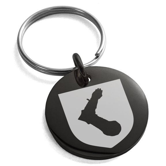 Stainless Steel Arm Armor Leadership Coat of Arms Shield Engraved Small Medallion Circle Charm Keychain Keyring