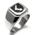 thumbnail image 1 of Stainless Steel Arm Armor Leadership Coat of Arms Shield Engraved Square Flat Top Biker Style Polished Signet Ring, 1 of 1