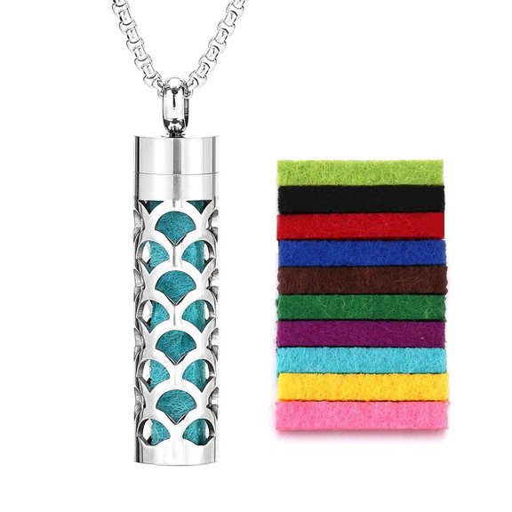 Stainless Steel Aromatherapy Necklace Diffuser Perfume Oil Essential Clearance