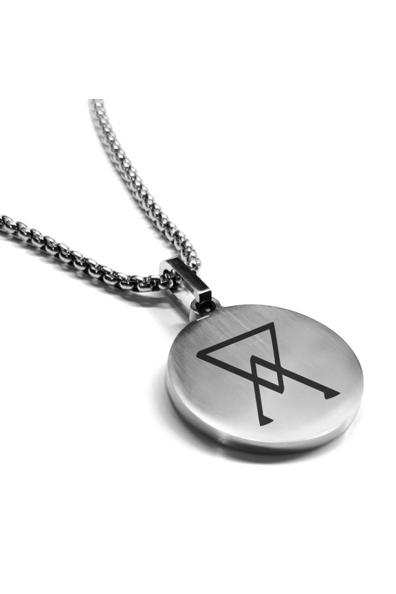 Stainless Steel Arsenic Alchemy Symbol Round Medallion Pendant Necklace