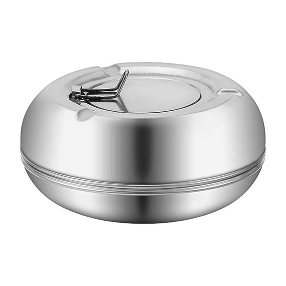 Stainless Steel Ashtray with Lid Detachable Outdoor Cigarettes Tray Holder for Home Bedroom Office Tabletop Decoration Accessory