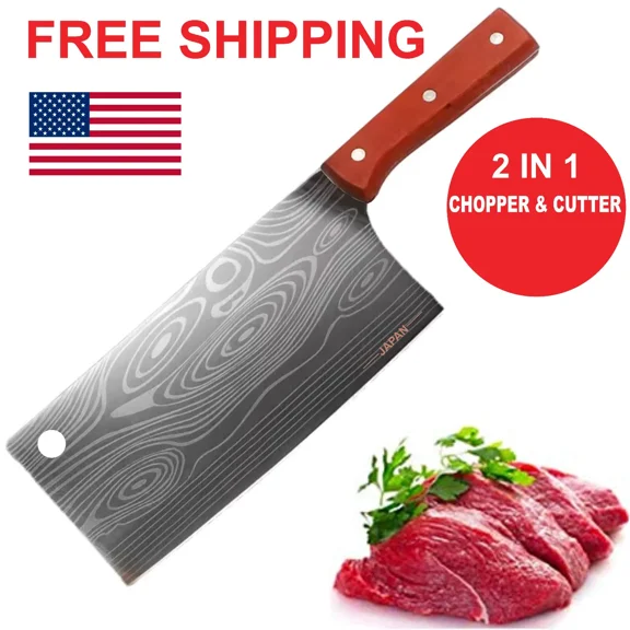 Stainless Steel Asian Kitchen Knife Butcher Chef Damascus Cleaver Chopping Meat