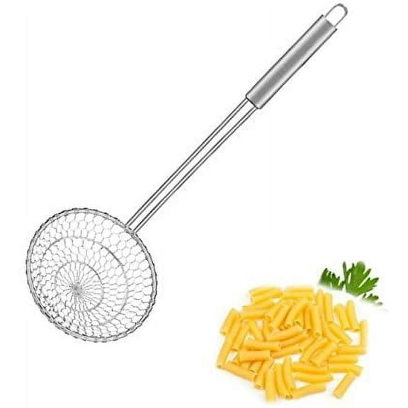 Stainless Steel Asian Spider Strainer Professional Kitchen Wire Skimmer with Spiral Mesh Basket Tools (Dia 5inch)