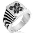 thumbnail image 1 of Stainless Steel Aso Samurai Crest Needle Stripe Pattern Biker Style Polished Ring, 1 of 1