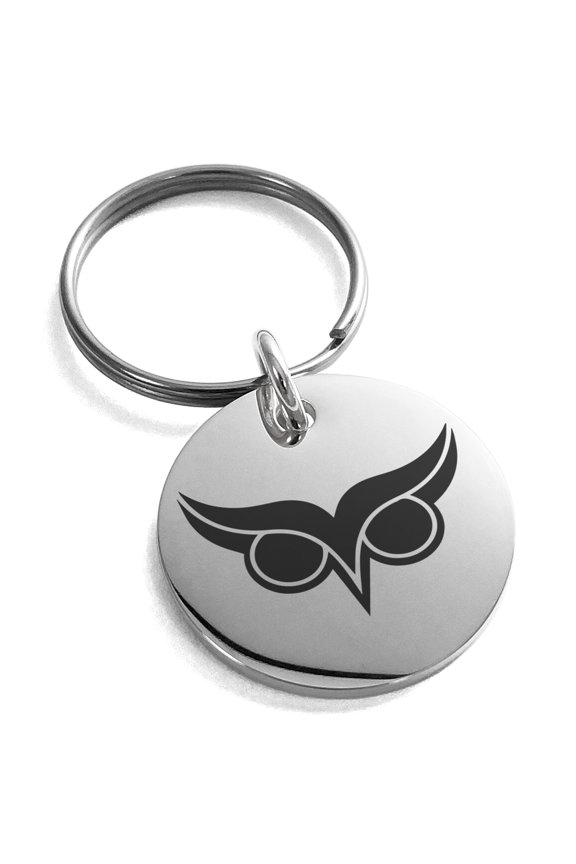 Stainless Steel Athena Greek Goddess of Wisdom Engraved Small Medallion Circle Charm Keychain Keyring