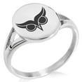 thumbnail image 1 of Tioneer Stainless Steel Athena Greek Goddess of Wisdom Minimalist Oval Top Polished Statement Signet Ring, 1 of 1