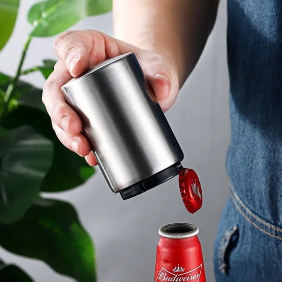 Stainless Steel Automatic Beer Bottle Opener, Push-Down Magnetic Cap Opener for Home, Bar, Party