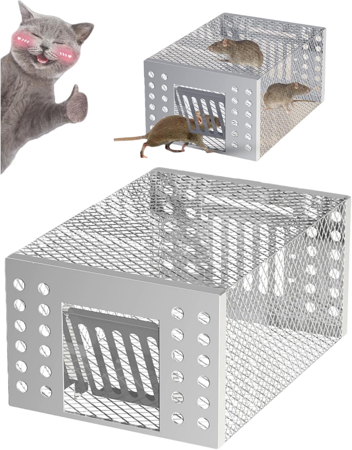 Stainless Steel Automatic Mousetraps for Mice, Iron Content Zinc Automatic Mousetrap Easy Set Mice Catcher for Indoor Outdoor
