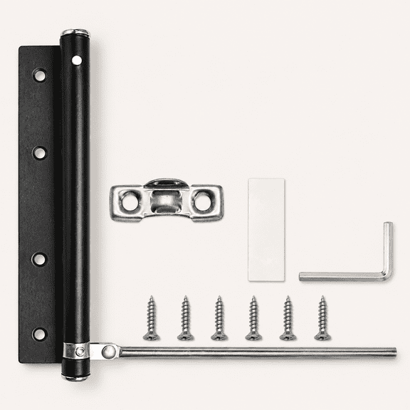 Stainless Steel Automatic Soft-Close Door Closer, Black | Adjustable Closing Speed, 150-Degree Max Opening, Easy Screwdriver Install, Indoor and Outdoor Use, Screws Included