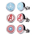 thumbnail image 1 of Stainless Steel Avenger Logo, Captain America, and Iron Man 3 pack Round Stud Earrings, 1 of 3