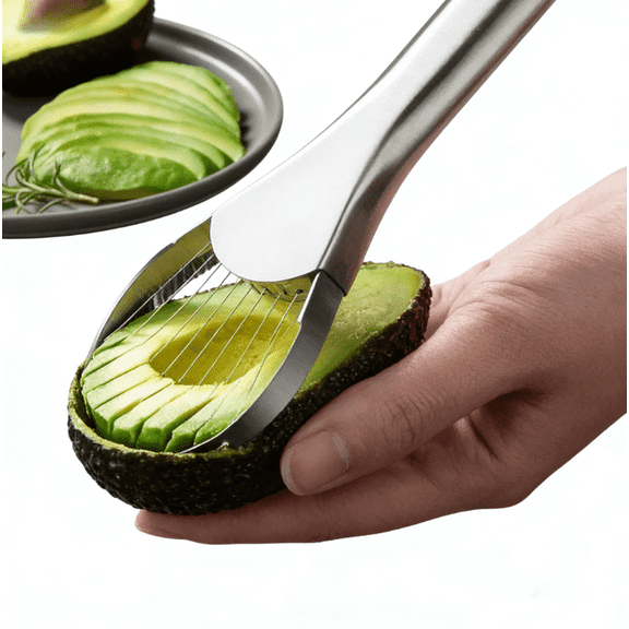 Stainless Steel Avocado Slicer 3 in 1 Tool, Fruit Vegetable Cutter Dicer and Corer, Kitchen Gadget for Slicing Dicing Pitting, Ergonomic Durable Kitchen Accessories