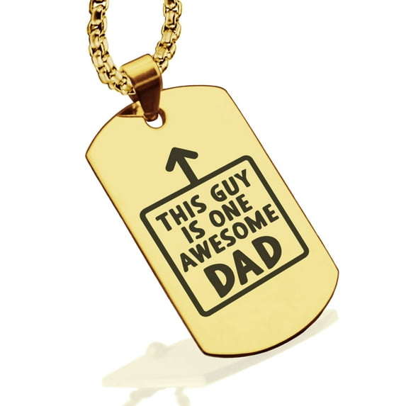 Stainless Steel Awesome Dad Dog Tag Pendant Necklace