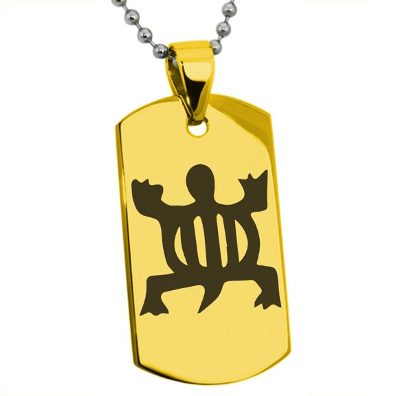 Stainless Steel Aztec Adaptability Rune Engraved Dog Tag Pendant Necklace