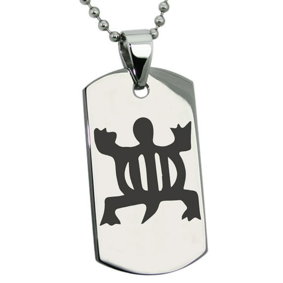 Tioneer Stainless Steel Aztec Adaptability Rune Engraved Dog Tag Pendant Necklace