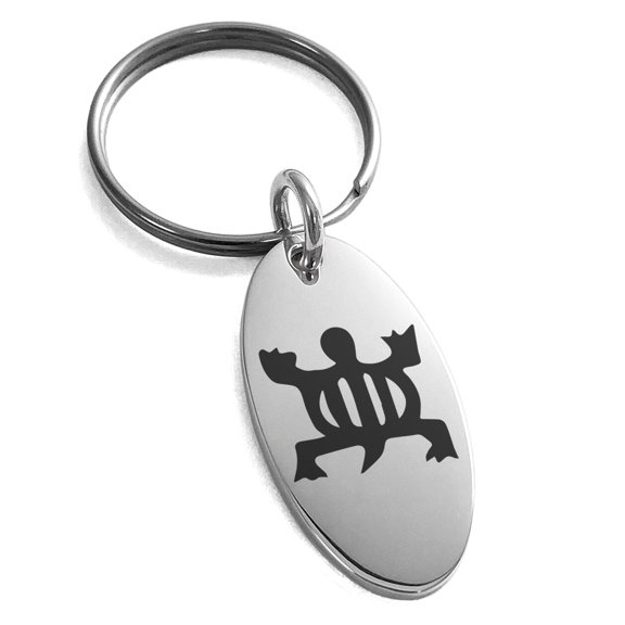 Stainless Steel Aztec Adaptability Rune Engraved Small Oval Charm Keychain Keyring