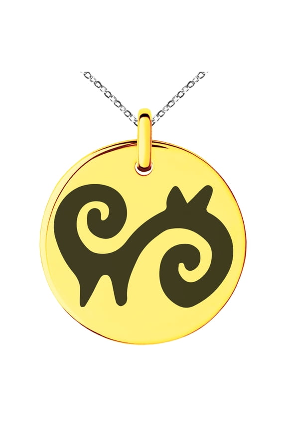 Stainless Steel Aztec Energy Rune Engraved Small Medallion Circle Charm Pendant Necklace