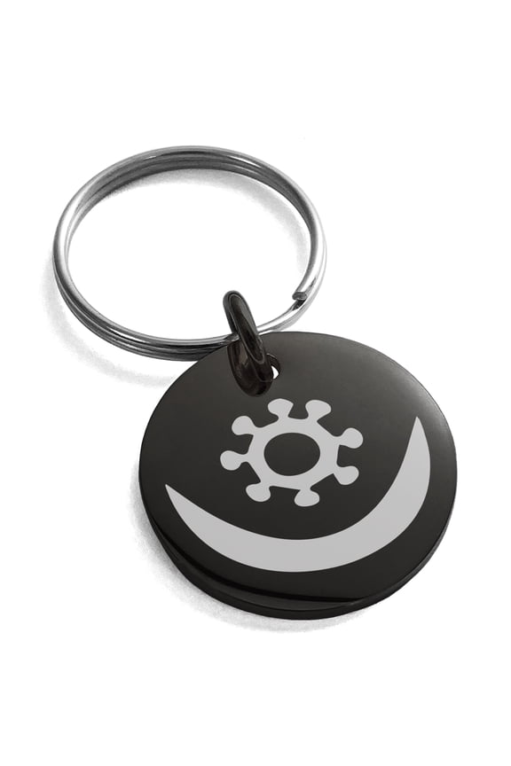 Stainless Steel Aztec Harmony Rune Engraved Small Medallion Circle Charm Keychain Keyring