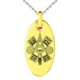 thumbnail image 1 of Tioneer Stainless Steel Aztec Ollin Third Eye Rune Engraved Small Oval Charm Pendant Necklace, 1 of 1