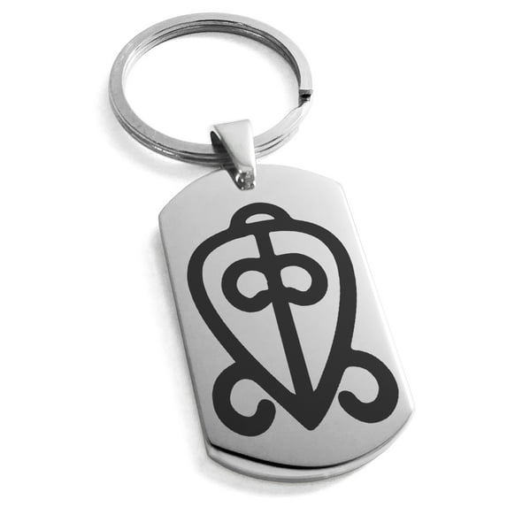 Stainless Steel Aztec Power of Love Rune Engraved Dog Tag Keychain Keyring