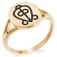 thumbnail image 1 of Stainless Steel Aztec Power of Love Rune Minimalist Oval Top Polished Statement Signet Ring, 1 of 1