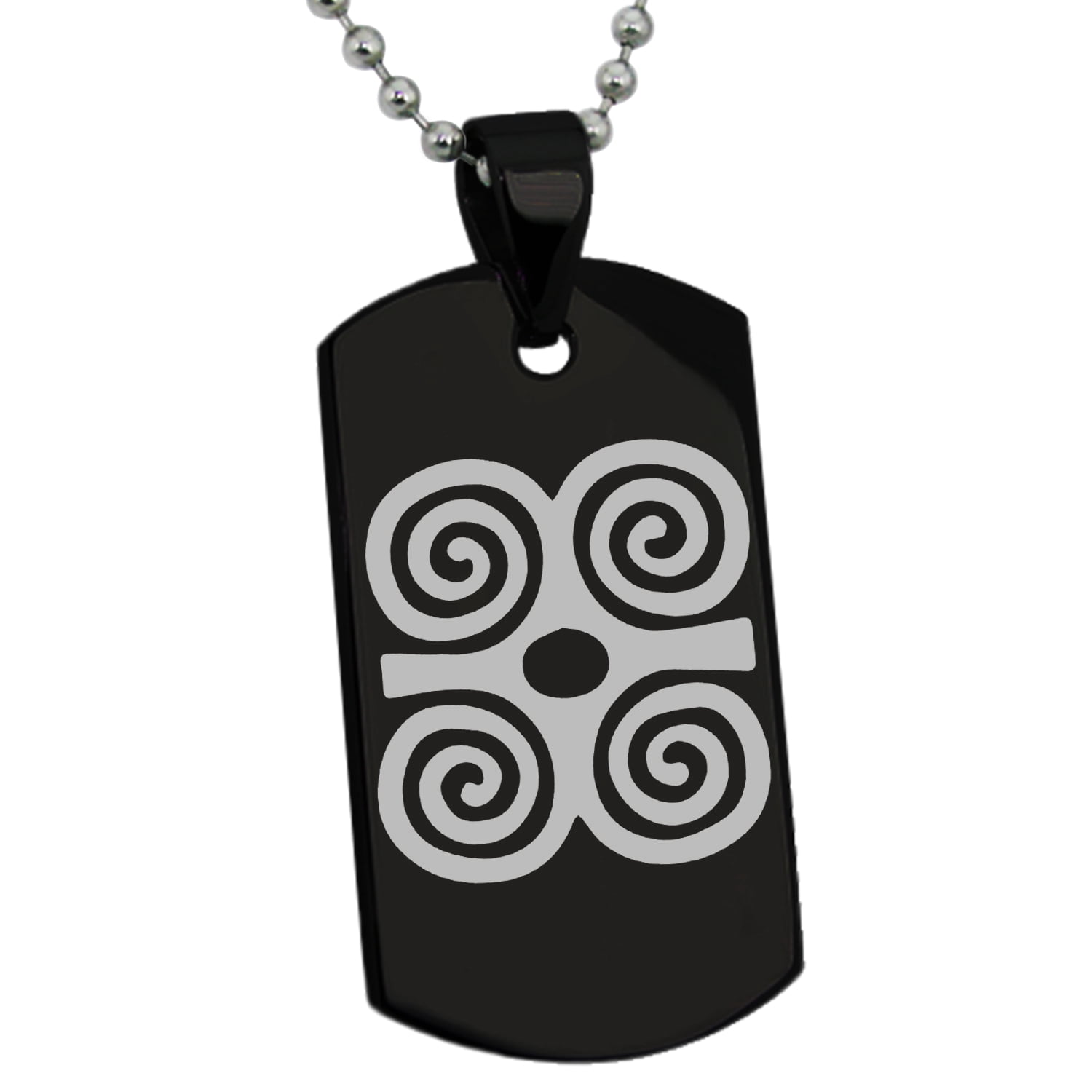Stainless Steel Aztec Strength Rune Engraved Dog Tag Pendant Necklace ...