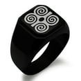 thumbnail image 1 of Stainless Steel Aztec Strength Rune Engraved Square Flat Top Biker Style Polished Signet Ring, 1 of 1