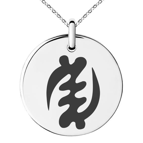 Stainless Steel Aztec Supremacy Rune Engraved Small Medallion Circle Charm Pendant Necklace