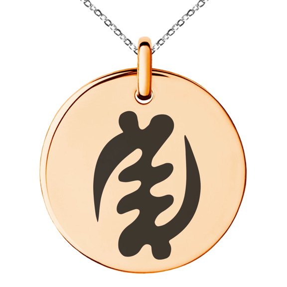 Tioneer Stainless Steel Aztec Supremacy Rune Engraved Small Medallion Circle Charm Pendant Necklace