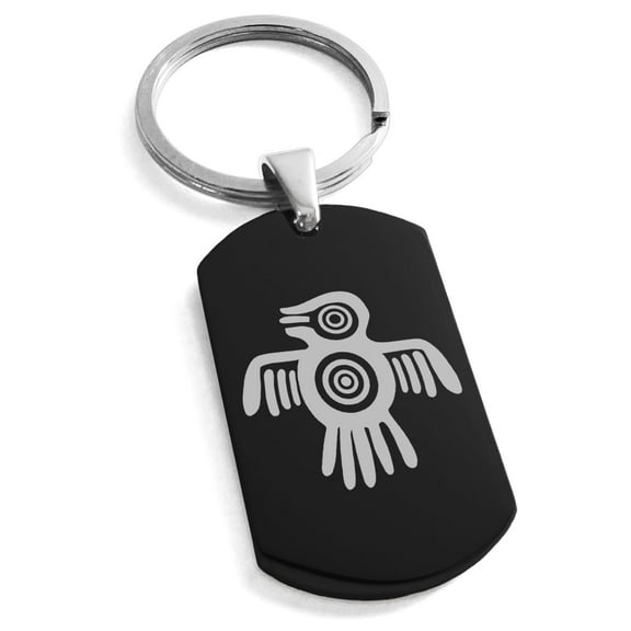 Tioneer Stainless Steel Aztec Truth & Wisdom Eagle Rune Engraved Dog Tag Keychain Keyring