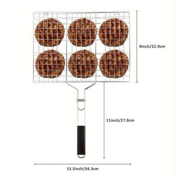 Stainless Steel BBQ Basket Extra Large Stainless Steel Folding BBQ Basket | Heat-resistant Handle, Fish Grill for Roasting Vegetables And Steaks-Outdoor Grill Gift for Dad,Christmas Gift, Father Gift