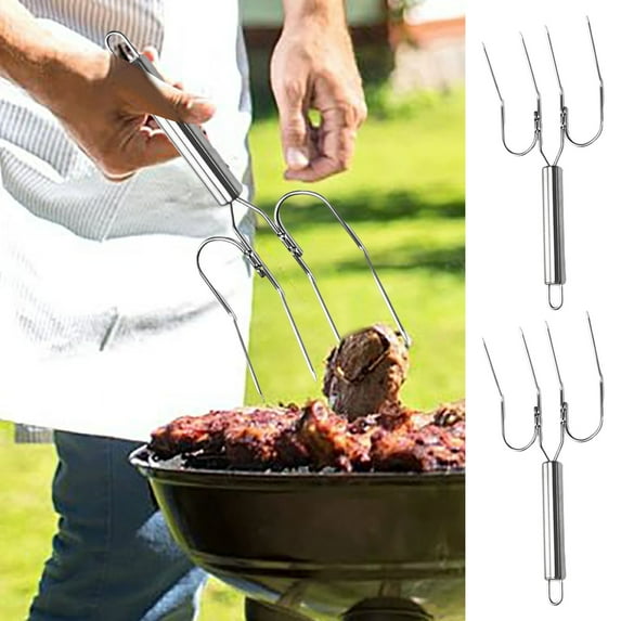 Barbecue Forks for Turkey and Roasts - Durable Stainless Steel Meat Lifters for Grilling Carving & Serving for Outdoor and Kitchen Use Set of Two 2PCS