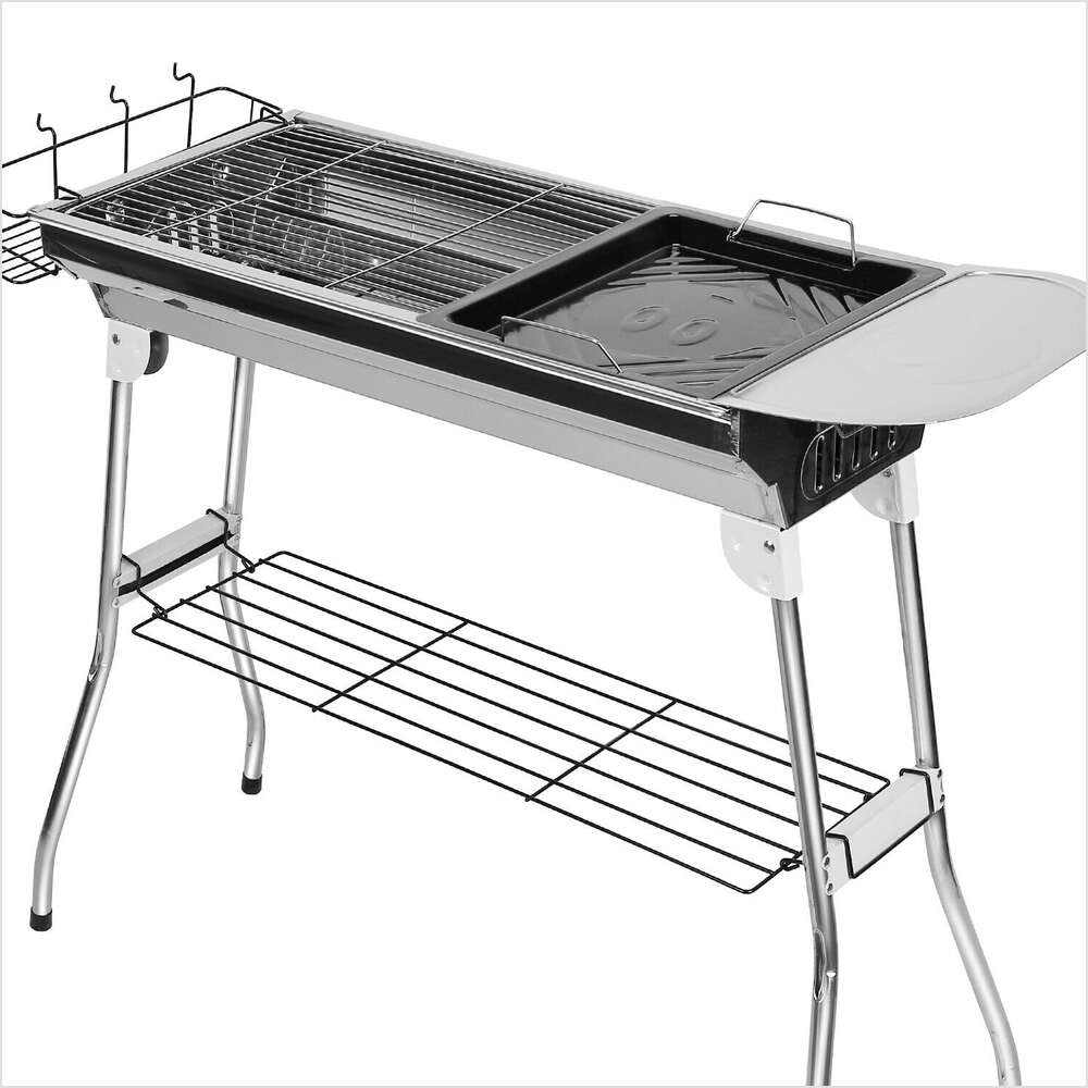 Stainless Steel BBQ Grill Large Grill Stove Shish Kebab + Shelf Heavy