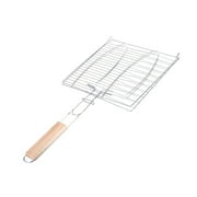 Stainless Steel BBQ Grill Net Clip, Fish Grilling Basket Set BBQ Grilling Basket,15.56-Inch Barbecue Tool,Anti-Scalding Handle,for Grilling Fish, Burgers, Steaks, Seafood, Suitable