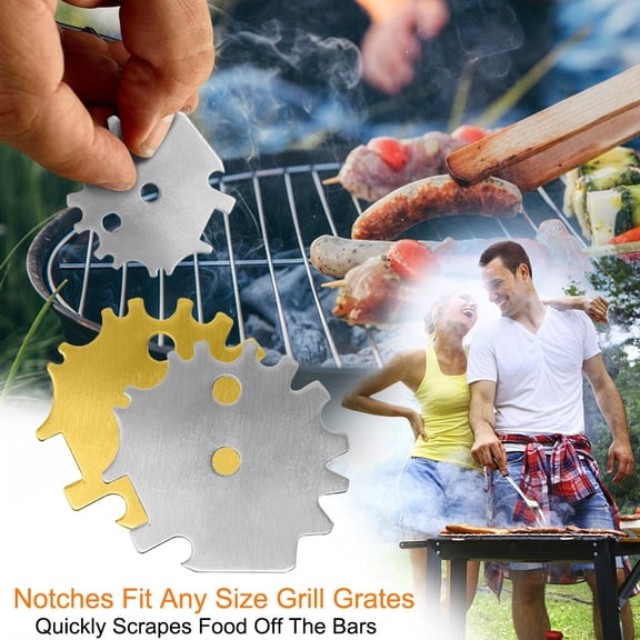 Stainless Steel BBQ Grill Scraper Cleaning Tool, Heavy Duty Barbecue Grate Cleaner with Rustproof Blade, Bristle-Free Safe Scraper for Gas Charcoal Griddles