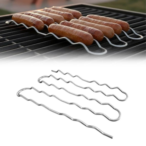 Stainless Steel BBQ Sausage Roller Rack with 360° Rolling Design, Hot Dog Roller Grill for Camping Outdoor Family Cookouts