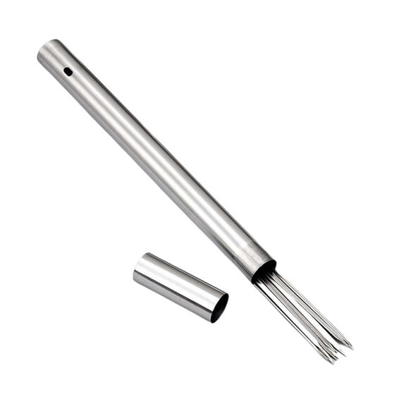 Stainless Steel BBQ Skewers Set with Storage Box | 50 Flat Skewers & 3.0mm Thick Tubes | 30/35cm Length for Grilling Meat & Vegetables