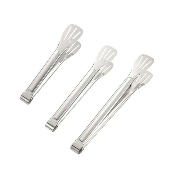 Stainless Steel BBQ Tongs with 3-Prong Design | 304 Grade Heat-Resistant Food Tongs for Grilling & Baking | Non-Slip Kitchen Clamps
