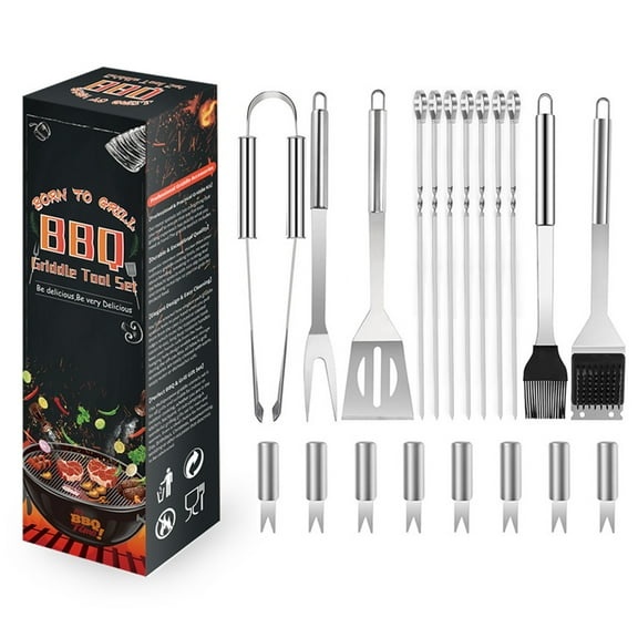 Stainless Steel BBQ Tool Set, Complete Outdoor Grill Set for Barbecue, Includes Tongs, Spatula, and Brush, Perfect for Outdoor Grilling