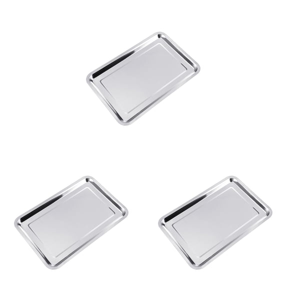 Stainless Steel BBQ Tray, 1 Pcs Metal Grilling Serving Platter for Cooked Meat and Vegetables, Rustproof Reusable Food Plate for Home Kitchen and Outdoor Camping, Lightweight Unbreakable Dish