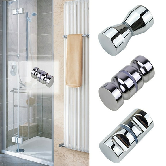Stainless Steel Back-to-Back Glass Door Knob Puller Push Bathroom Shower Handle Purple Stainless Steel