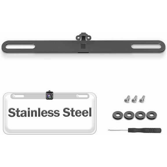 Stainless Steel Backup Camera License Plate Mount: For Dash Cam Rear View, Car Back up Camera, Mirror Camera Rear Bracket & Dashcam Rear License Plate Holder