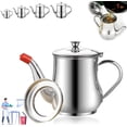 thumbnail image 1 of Stainless Steel Bacon Grease Container with Strainer and Spout, Reusable Filtering Oil Pot for Home Kitchen Cooking (24 oz), 1 of 10