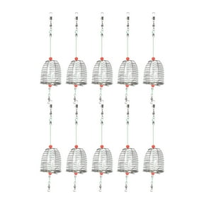 Stainless Steel Bait Cage, 10 Pack Metal Feeder with Lid, Portable Trap for Luring Crab, Shrimp, Crawfish, Eels, Easy Release Mechanism, Angling Gear