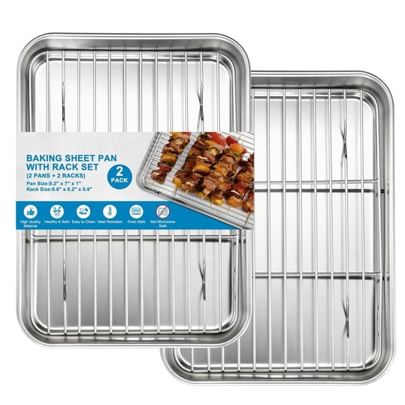 Stainless Steel Bakeware Set 2 Count 9.2 x 7 x 1 Inch Oven Use