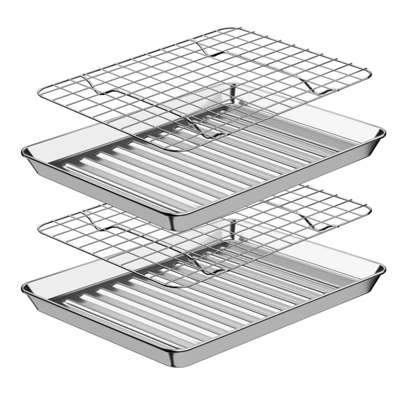 Stainless Steel Bakeware Set 9" X 7" X 1" Oven Safe Cooking & Baking