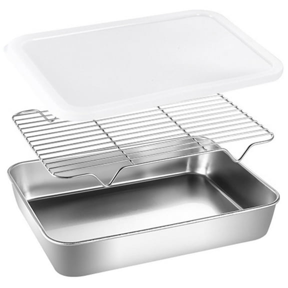 Stainless Steel Bakeware Toaster Oven Tray Large Small Roasting Pan Grill Plate Flat Skillet Baking Dishes for Serving