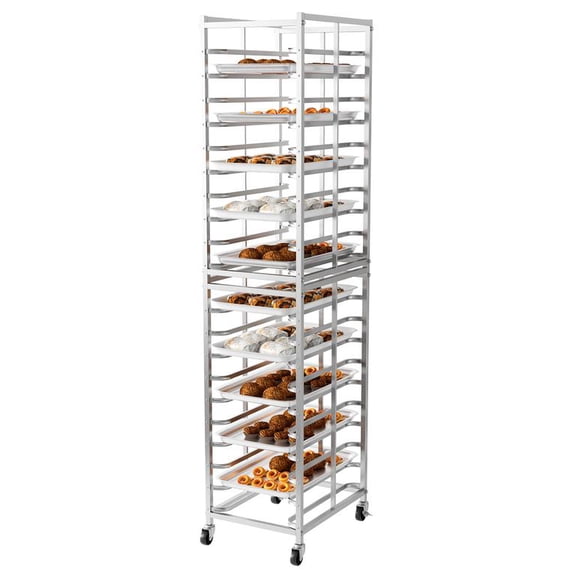 Stainless Steel Baking Pan Cart 20-Tier with Brake Wheels, Heavy Duty Bun Pan Rack for Half & Full Sheet, Commercial Bakery Storage Rack 26"L x 20.3"W