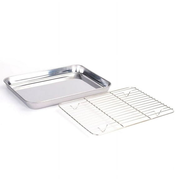 Stainless Steel Baking Pan With Removable Cooling Rack Set For Oven, Baking Dishwasher Safe + 1 Stainless Steel Cooking Rack