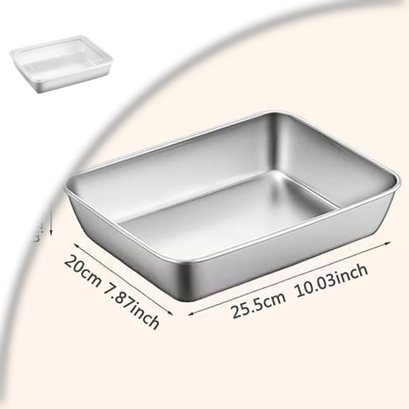 Stainless Steel Baking Pan with Lid, Rectangle Cake Pan with Cover for Cake, Heavy Duty & Dishwasher Safe